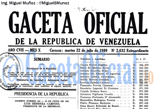 Gaceta Oficial 2632 del 22 Julio 1980