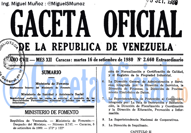 Gaceta Oficial 2660 del 16 Septiembre 1980