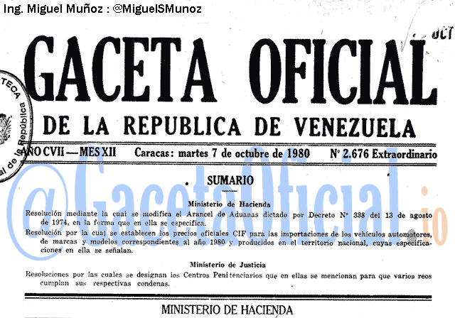 Gaceta Oficial 2676 del 7 Octubre 1980