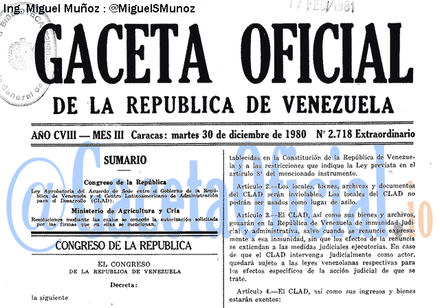 Gaceta Oficial 2718 del 30 Diciembre 1980