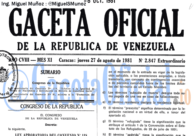 Gaceta Oficial 2847 del 27 Agosto 1981