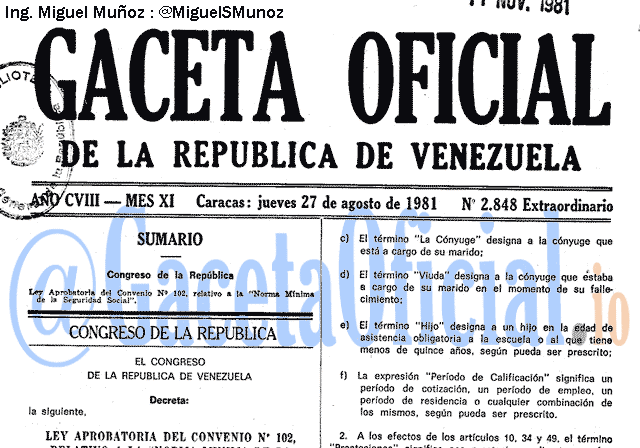 Gaceta Oficial 2848 del 27 Agosto 1981