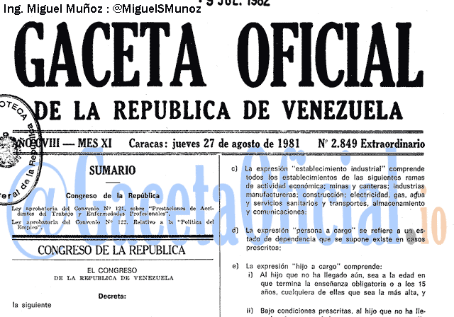Gaceta Oficial 2849 del 27 Agosto 1981