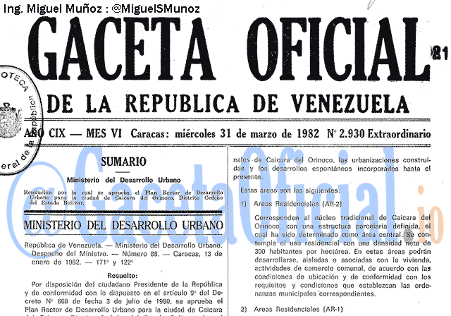 Gaceta Oficial 2930 del 31 Marzo 1982