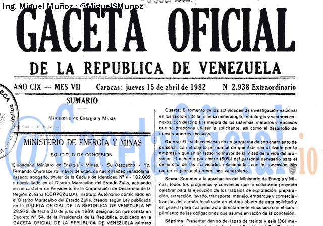 Gaceta Oficial 2938 del 15 Abril 1982