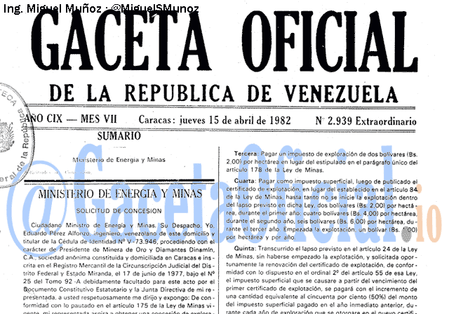 Gaceta Oficial 2939 del 15 Abril 1982