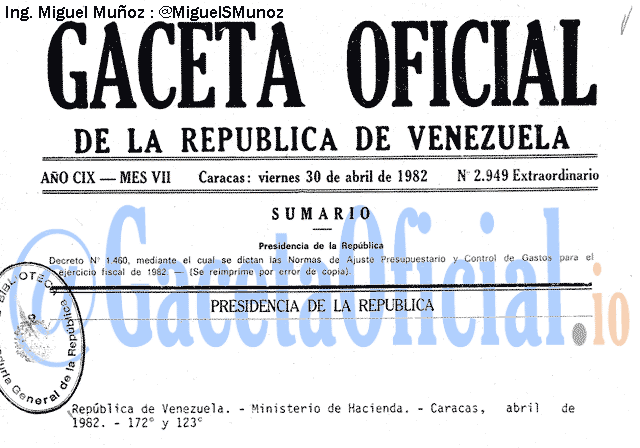 Gaceta Oficial 2949 del 30 Abril 1982