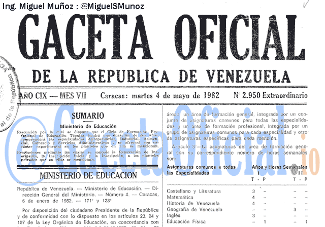 Gaceta Oficial 2950 del 4 Mayo 1982