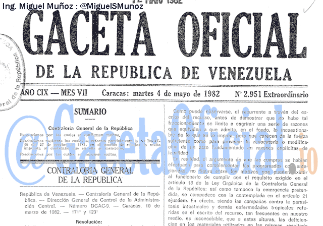 Gaceta Oficial 2951 del 4 Mayo 1982