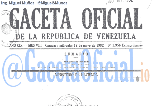 Gaceta Oficial 2956 del 12 Mayo 1982
