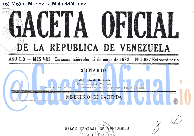 Gaceta Oficial 2957 del 12 Mayo 1982