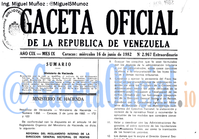Gaceta Oficial 2967 del 16 Junio 1982