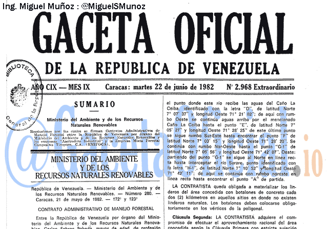 Gaceta Oficial 2968 del 22 Junio 1982