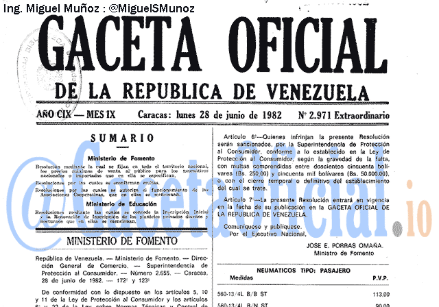 Gaceta Oficial 2971 del 28 Junio 1982