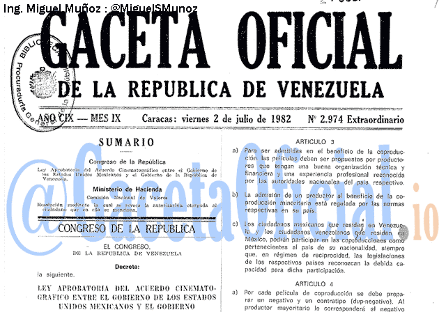 Gaceta Oficial 2974 del 2 Julio 1982