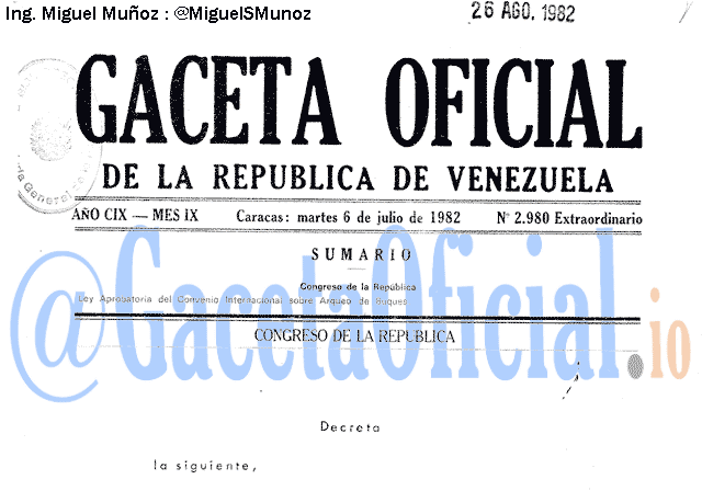 Gaceta Oficial 2980 del 6 Julio 1982