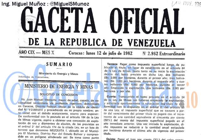 Gaceta Oficial 2982 del 12 Julio 1982