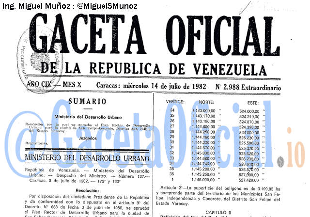 Gaceta Oficial 2988 del 14 Julio 1982