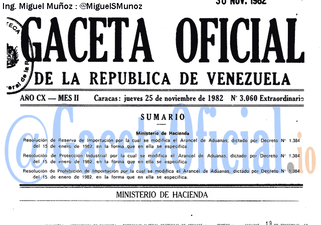 Gaceta Oficial 3060 del 25 Noviembre 1982