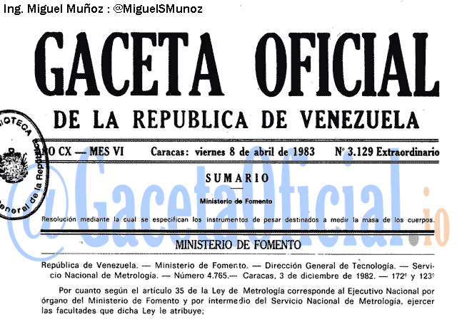 Gaceta Oficial 3129 del 8 Abril 1983