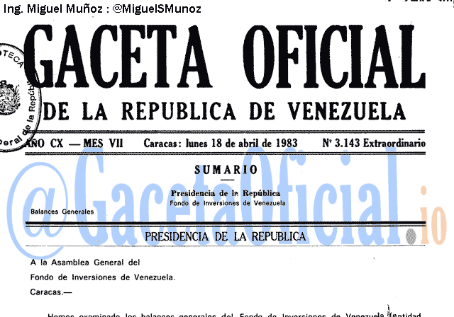 Gaceta Oficial 3143 del 18 Abril 1983