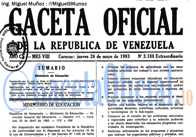 Gaceta Oficial 3188 del 26 Mayo 1983