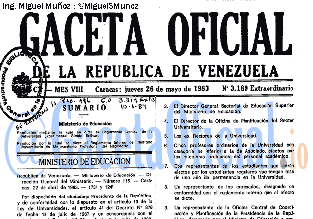 Gaceta Oficial 3189 del 26 Mayo 1983