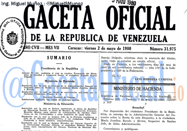 Gaceta Oficial 31975 del 2 Mayo 1980