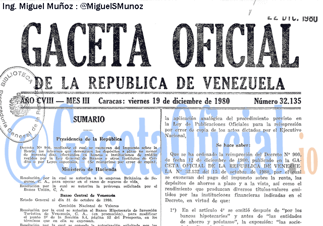 Gaceta Oficial 32135 del 19 Diciembre 1980