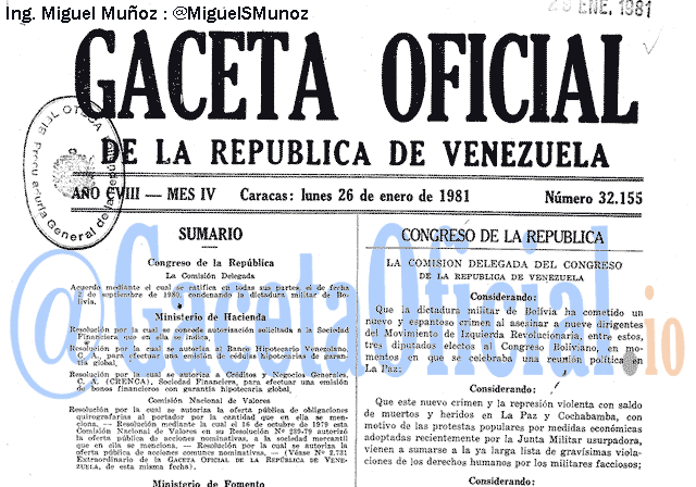 Gaceta Oficial 32155 del 26 Enero 1981