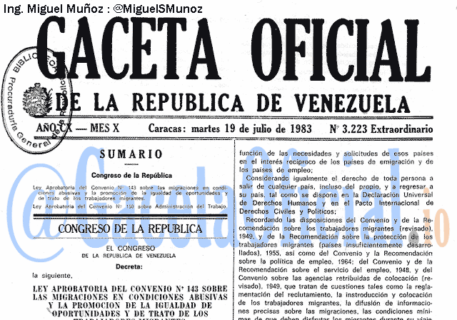 Gaceta Oficial 3223 del 19 Julio 1983
