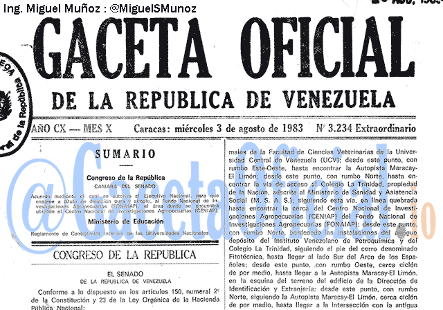 Gaceta Oficial 3234 del 3 Agosto 1983