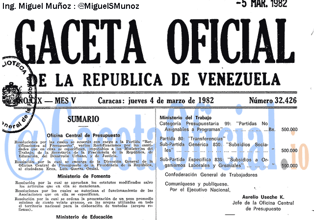 Gaceta Oficial 32426 del 4 Marzo 1982