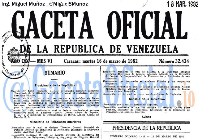 Gaceta Oficial 32434 del 16 Marzo 1982