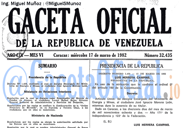 Gaceta Oficial 32435 del 17 Marzo 1982