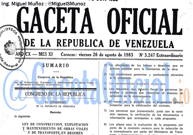 Gaceta Oficial 3247 del 26 Agosto 1983