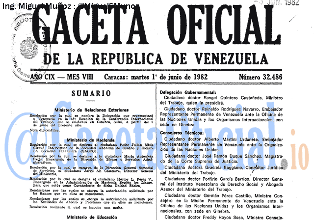 Gaceta Oficial 32486 del 1 Junio 1982