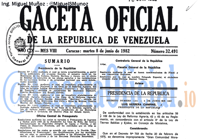 Gaceta Oficial 32491 del 8 Junio 1982