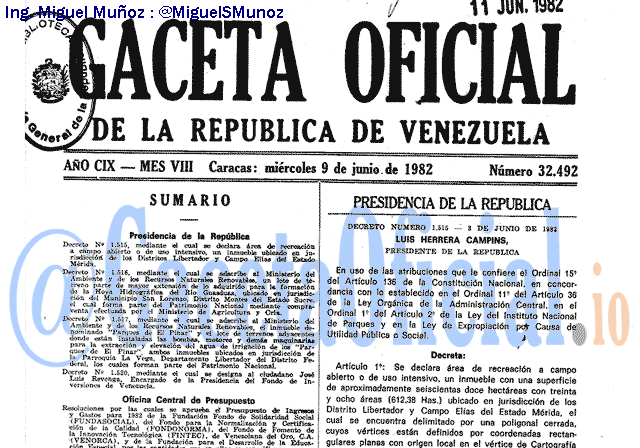 Gaceta Oficial 32492 del 9 Junio 1982