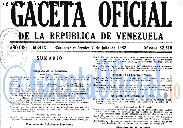 Gaceta Oficial 32510 del 7 Julio 1982