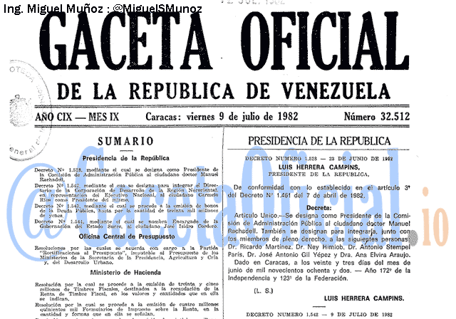 Gaceta Oficial 32512 del 9 Julio 1982