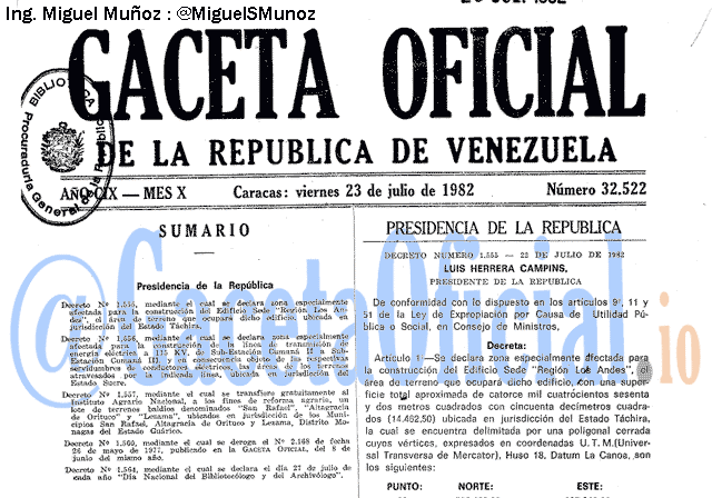 Gaceta Oficial 32522 del 23 Julio 1982