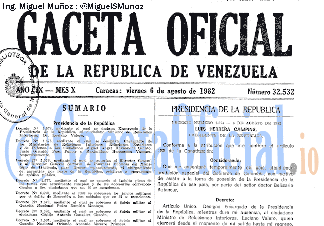 Gaceta Oficial 32532 del 6 Agosto 1982