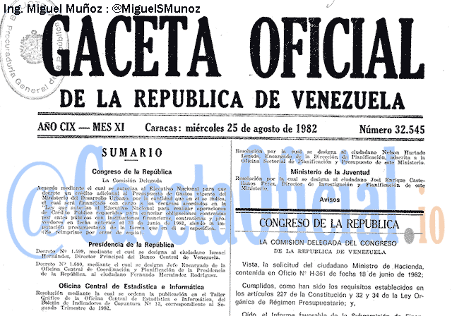 Gaceta Oficial 32545 del 25 Agosto 1982
