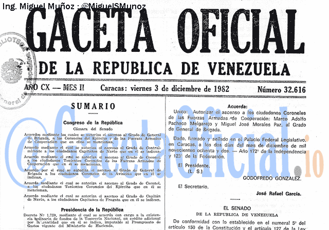 Gaceta Oficial 32616 del 3 Diciembre 1982