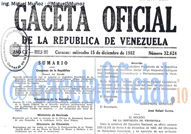 Gaceta Oficial 32624 del 15 Diciembre 1982