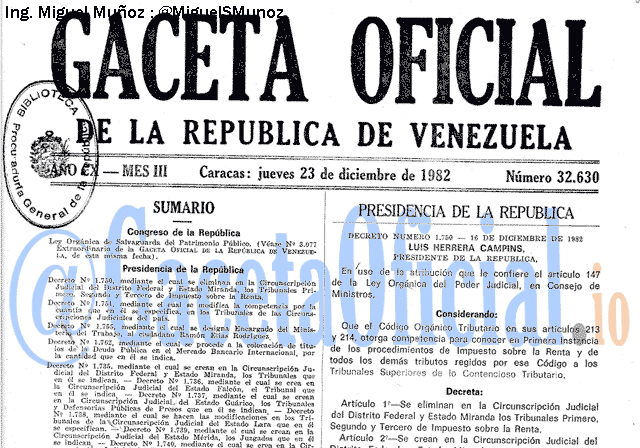 Gaceta Oficial 32630 del 23 Diciembre 1982