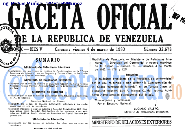 Gaceta Oficial 32678 del 4 Marzo 1983