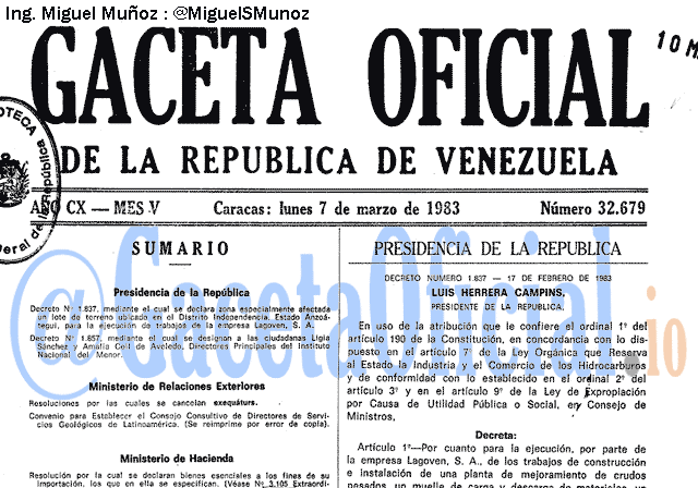 Gaceta Oficial 32679 del 7 Marzo 1983