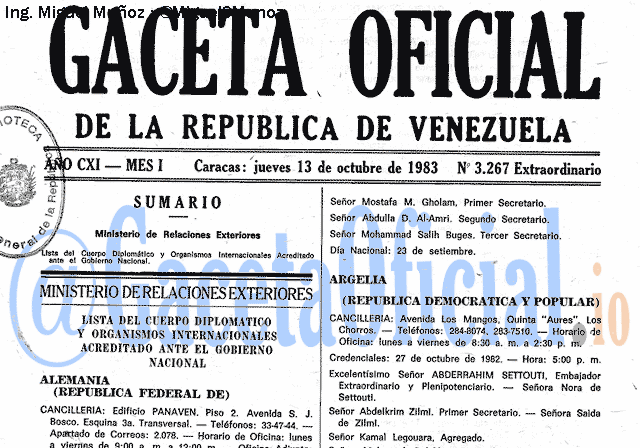 Gaceta Oficial 3267 del 13 Octubre 1983